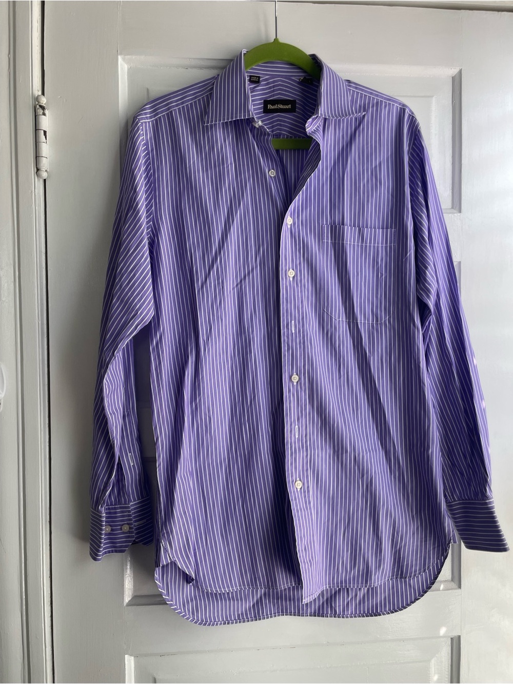 Paul Stuart Purple and White Striped Button Down Dress Shirt size 15-34